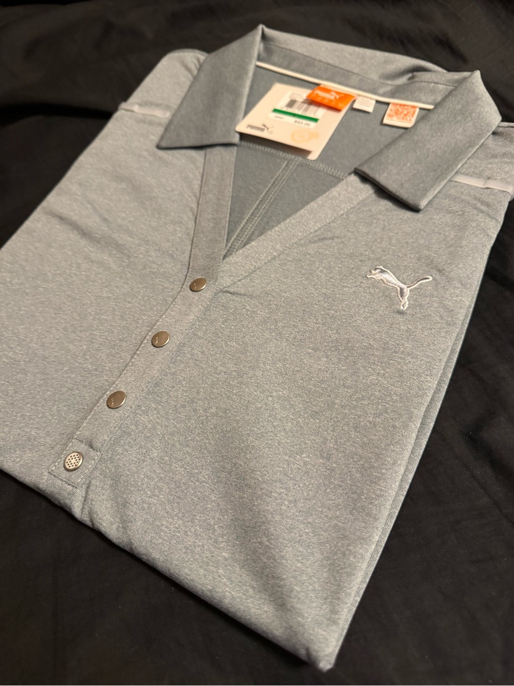 Puma Women's Heather Gray Polo with Embroidered Logo